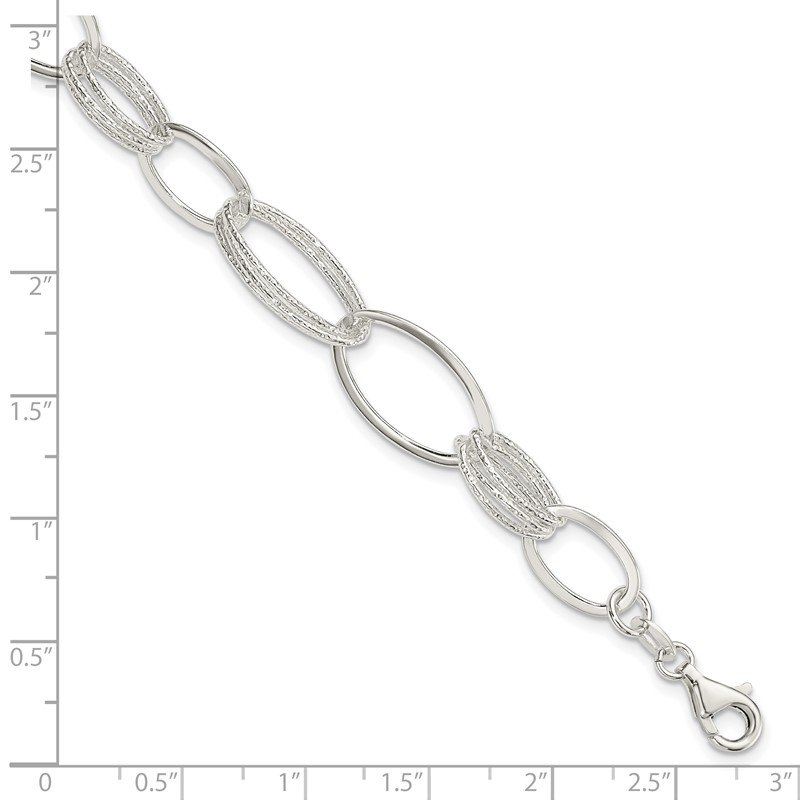 Sterling Silver Polished Oval Link Bracelet 