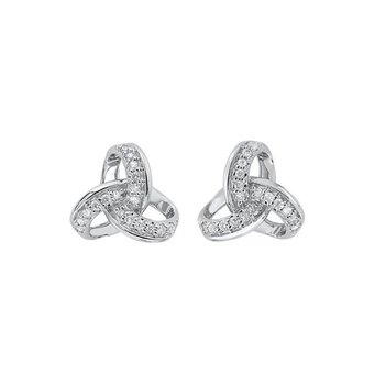 Diamond Knot Earrings in 10K White Gold (1/10 ct. tw.)