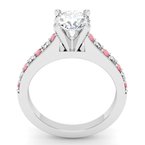 Pave Ruby & Diamond Cathedral Engagement Ring