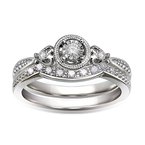 White gold, vintage-inspired round diamond engagement ring