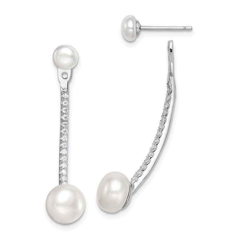 925 Sterling Silver Fwc Pearl And Bead Hoop Earring Enhancers