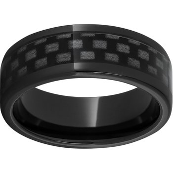 Black Diamond Ceramic™ Pipe Cut Band with 5mm Black Carbon Fiber Inlay