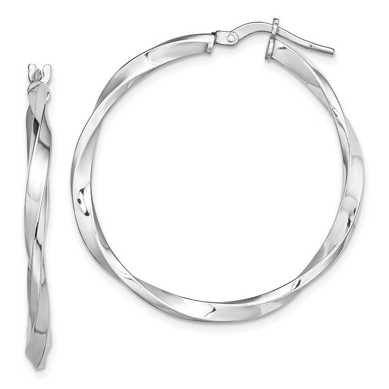 Sterling Silver Rhodium-plated Polished Twisted Hoops 