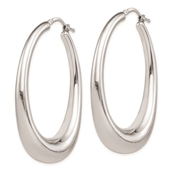 Sterling Silver Polished Rhodium Plated Hollow Hoop Earrings
