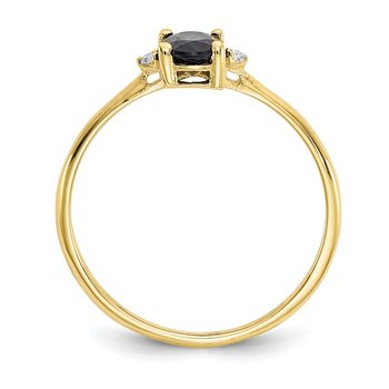 10k Polished Geniune Diamond & Sapphire Birthstone Ring