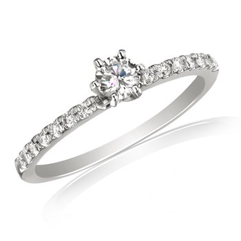 White gold and round diamond engagement ring
