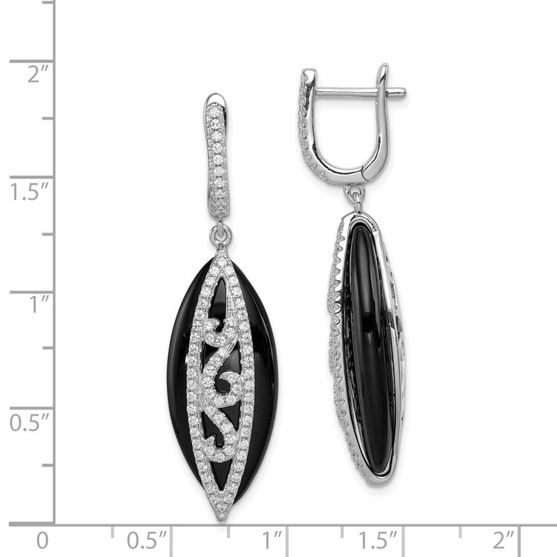 Sterling Silver Rhodium-plated Beaded Hinged Hoop Earrings 