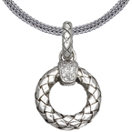 Alisa VHP 649 D Sterling Traversa Open Circle Pendant with Pave' Diamonds at Top VHP 649 D