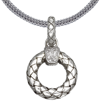 VHP 649 D Sterling Traversa Open Circle Pendant with Pave' Diamonds at Top