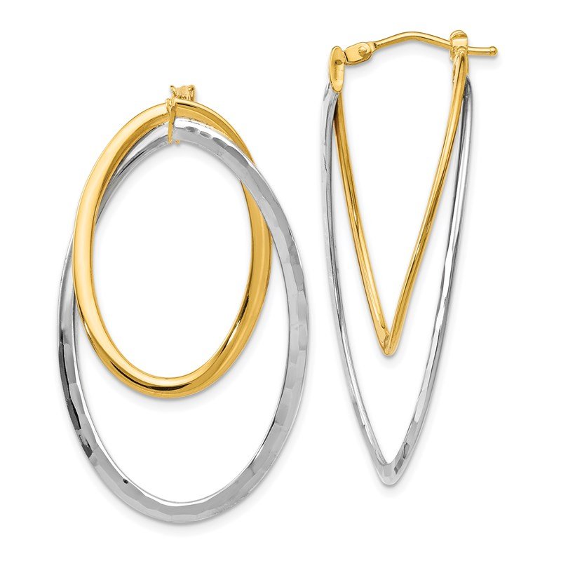 Leslies Real 14kt Polished and Brushed Twisted Hinged Hoop Earrings 