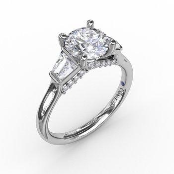 Three-Stone Engagement Ring With Tapered Baguettes