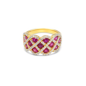 You And Me Ruby and Diamond Interweaving Ring