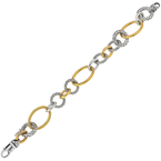 Alisa VHB 1461 Mixed Shape & Size Traversa & Shiny Sterling & Yellow Gold Link Bracelet