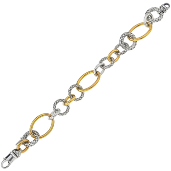 VHB 1461 Mixed Shape & Size Traversa & Shiny Sterling & Yellow Gold Link Bracelet VHB 1461