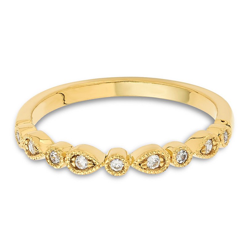 Yellow gold, vintage-inspired diamond stackable band