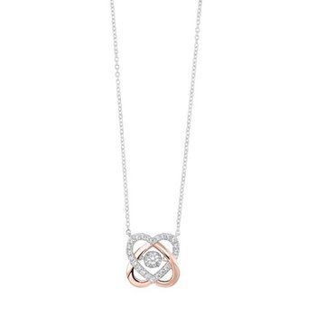 Diamond Love Knot Heart Pendant Necklace in 14k Two Tone Gold (¼ ctw)