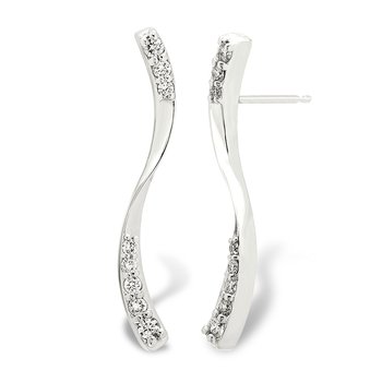 White gold, curved diamond earrings
