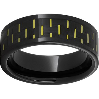 Black Diamond Ceramic™ Pipe Cut Band with Black and Yellow Carbon Fiber Inlay