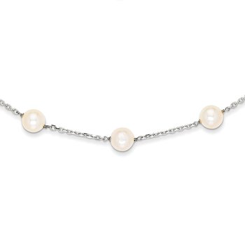 14K White Gold 8-9mm White Freshwater Cultured Pearl 14-station Necklace