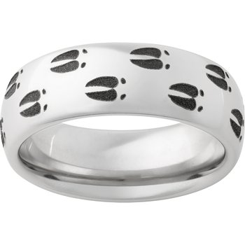 Serinium® Domed Band with Deer Tracks Laser Engraving