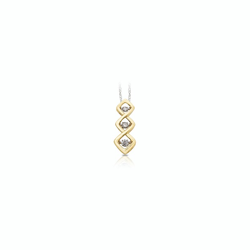 Yellow gold, 3-twist twinkling diamond pendant