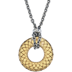 Alisa VHN 1405 Yellow Gold Flat Traversa Circle with Sterling Rondelle at Top Necklace VHN 1405
