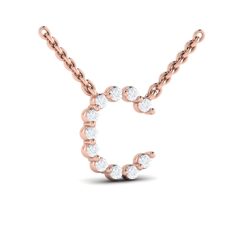 Vdora Diamond  Alphabet Pendant Necklace, C