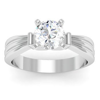 Ridged Solitaire Engagement Ring
