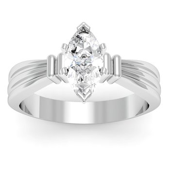 Ridged Solitaire Engagement Ring