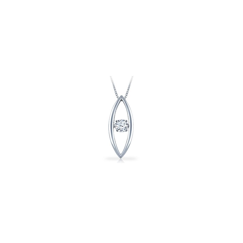 White gold, marquise-shape pendant with twinkling round diamond 