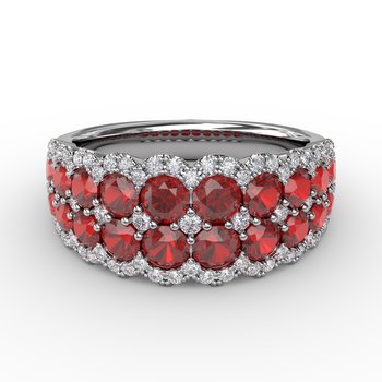 Get Sentimental Ruby and Diamond Double Row Ring