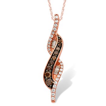 Rose gold with caramel and white diamonds swirl pendant