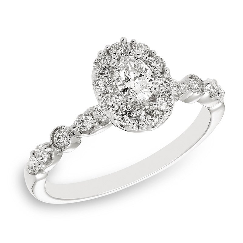 Emily white gold and oval-center diamond engagement ring