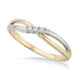 Two-tone gold, 3-stone diamond ring