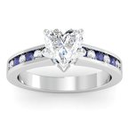 Channel set Blue Sapphire and Diamond Engagement Ring