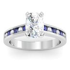 Channel set Blue Sapphire and Diamond Engagement Ring