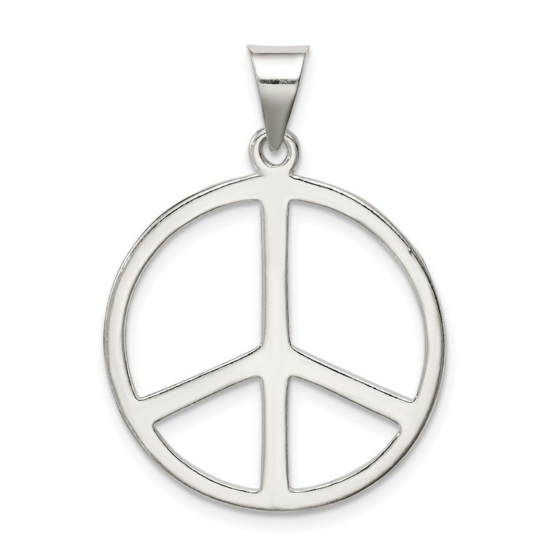 Sterling Silver Diamond-Cut Peace Symbol Charm 