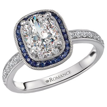 Halo Semi Mount Diamond and Gemstone Ring