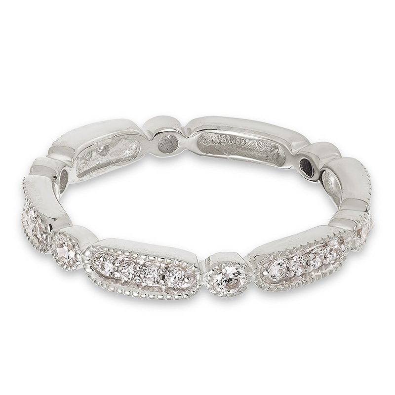 White gold, pave and bezel-set diamond stackable band