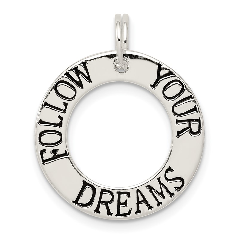 Beautiful Sterling silver 925 sterling Sterling Silver Rhodium-plated Polished Follow Your Dreams Chain Slide