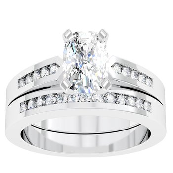 Channel Set Diamond Engagement Ring with Matching Wedding Band