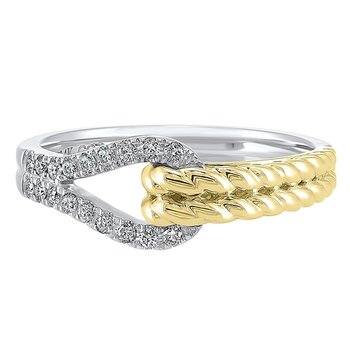 Diamond Teardrop Twisted Interlocking Ring in 14k Two-Tone Gold (⅙ ctw)