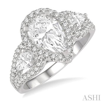 Pear Shape Past Present & Future Diamond Engagement Ring