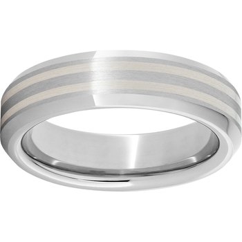 Serinium® Beveled Edge Band with Two 1mm Sterling Silver Inlays