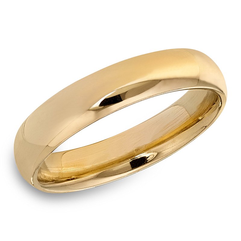 Yellow gold, 4MM, comfort-fit gent's band