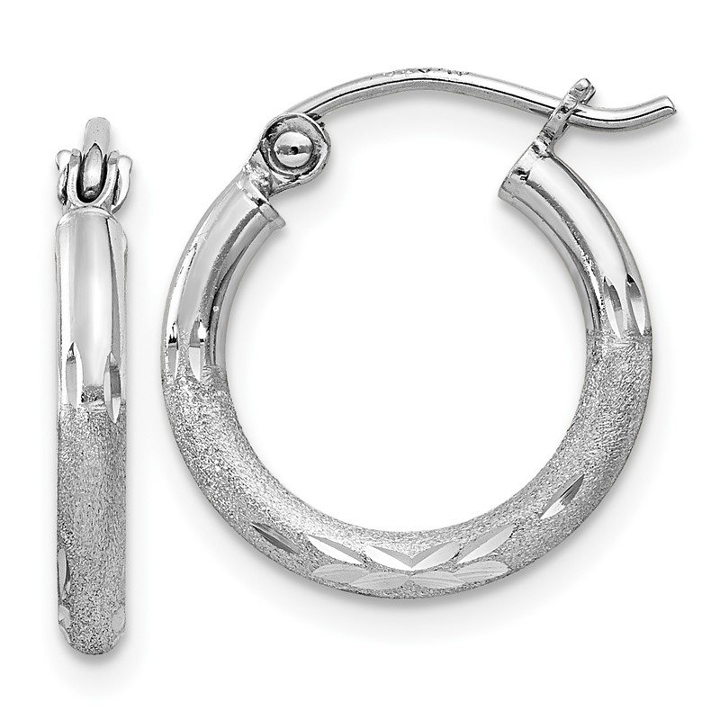 Sterling Silver Rhodium Plated Polished Hoop Earrings 