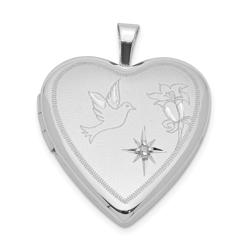 Beautiful Sterling Silver Rhodium-plated & Dia 20mm D/C Heart Locket