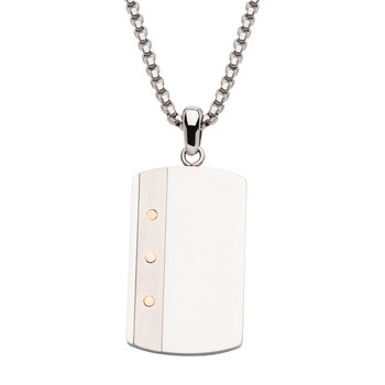 Stainless Steel Riveted Double Finish Dog Tag Pendant with Box Chain