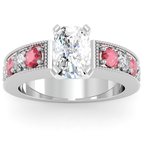 Milgrain Pave Diamond & Ruby Engagemant Ring
