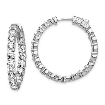 Sterling Shimmer Sterling Silver Rhodium-plated 36 Stone 3.5mm CZ In and Out Round Hinged Hoop Earrings